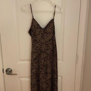 GAP Brown Leopard Print Midi Dress